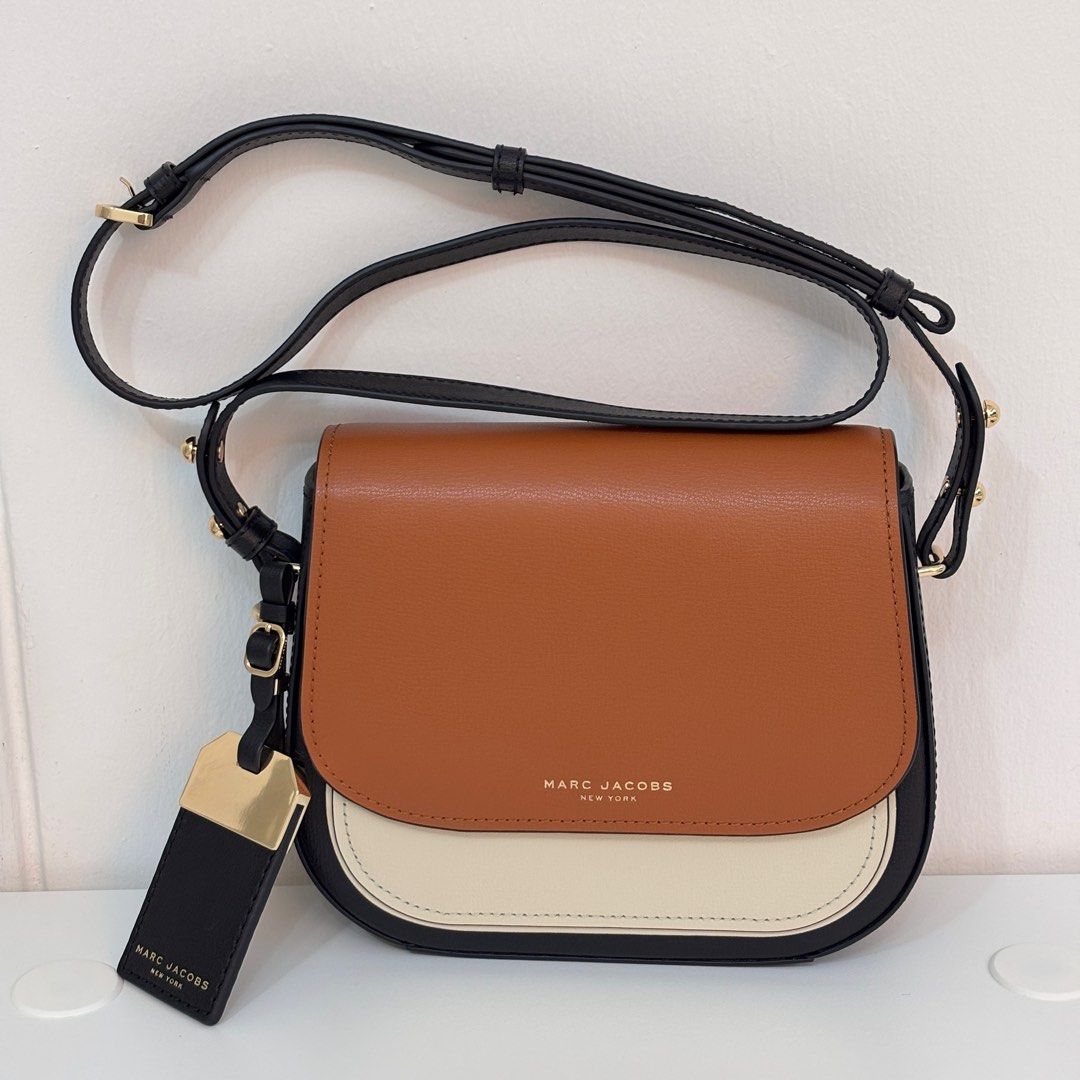 Marc Jacobs Mini Rider Flap Leather Crossbody Bag in Smoked Almond