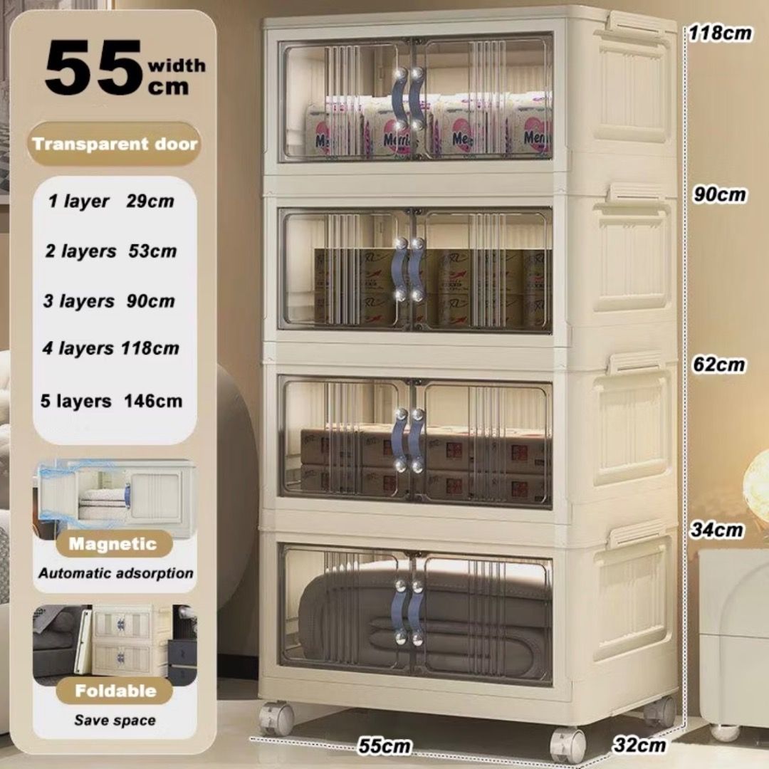 Multi-Layer Drawer Cabinet | Transparent Door Storage Cabinet | Rolling ...
