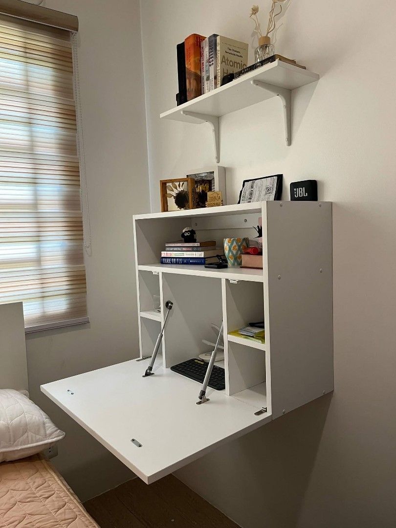 Murphy Desk/Wall Desk Table (Category: Tables & Sets) located in Pateros City. Submitted by localmisfit (Listing ID 1364523830, Image 1). Description: This wall desk is the perfect space-saving piece for smaller rooms. L 100cm × W 70cm × H 60cm Made to order Customizable FB Page: Modular Living Manila.
