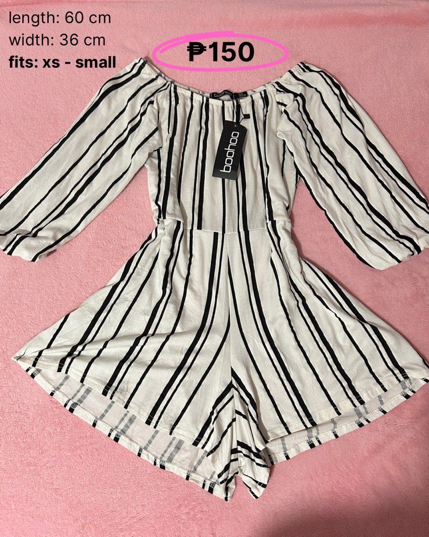 off the shoulder romper (Category: Rompers) located in Santa Rosa. Submitted by jluvsds (Listing ID 1364548613, Image 1). Description: US 8 on tag but fits xs - small.