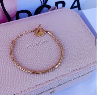 PANDORA T BAR HEART CLASP SMOOTH BRACELET