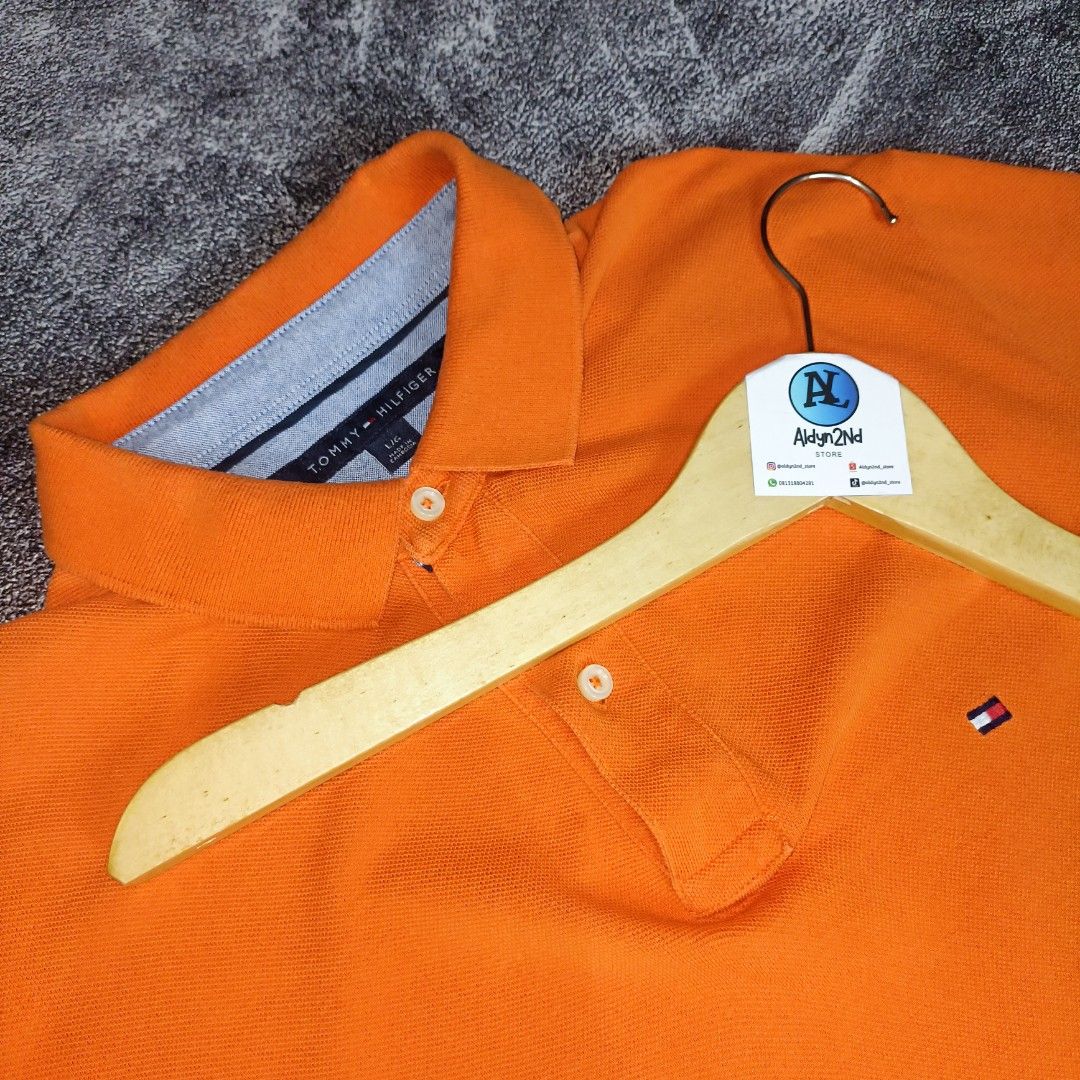 Kaos Kerah Polo Shirt Tommy Hilfiger Orange Oranye Second Thrift - Main Image