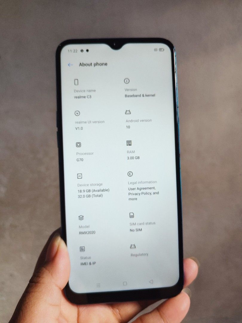 REALME C3 (Category: Realme) located in Quezon City. Submitted by chel2704 (Listing ID 1364449675, Image 3). Description: REALME C3 UNIT ONLY 6.5 INCHES 3GB RAM 32GB ROM 4G LTE 5000MAH MAKUNAT BATTERY WITH FINGERPRINT HELIO G70 ANDROID 10 NO ISSUE MALIBAN SA SCRATCH SA SIDE AT BACKCASE..