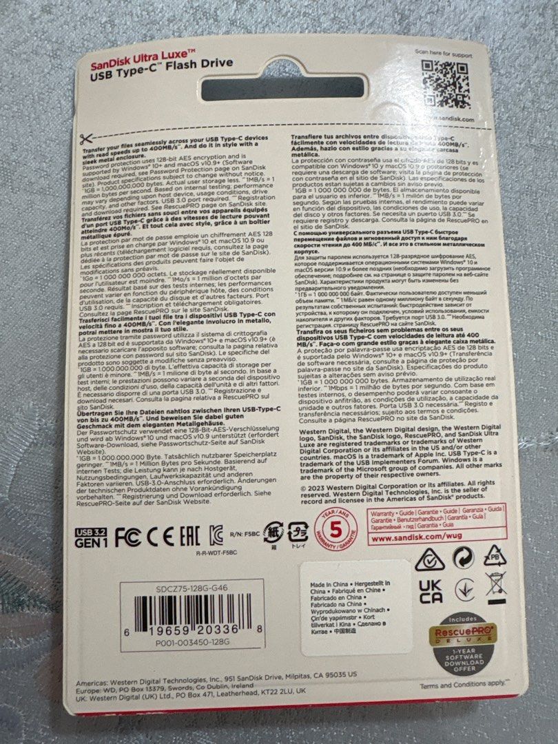 SanDisk Ultra Luxe USB Type-C Flash Drive 128GB63220748314754111