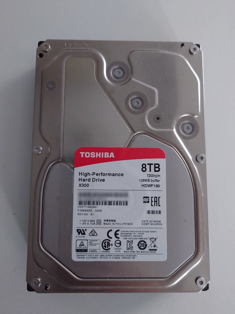 Toshiba HDWF180XZSTA X300 Performance Hard Drive, 8TB628630851006751111