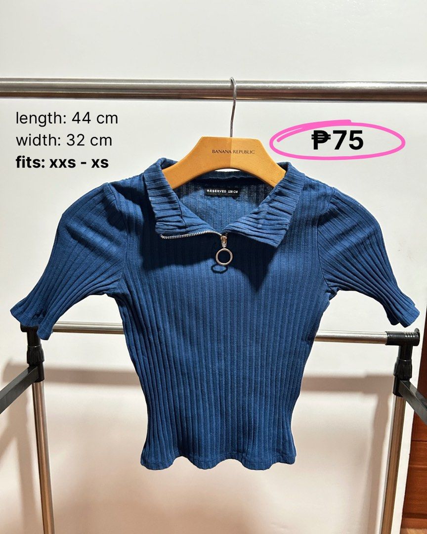 zip up ribbed top (Category: Shirts) located in Santa Rosa. Submitted by jluvsds (Listing ID 1364544248, Image 1). Description: 128 cm on kids tag but fits xxs - xs on adults.