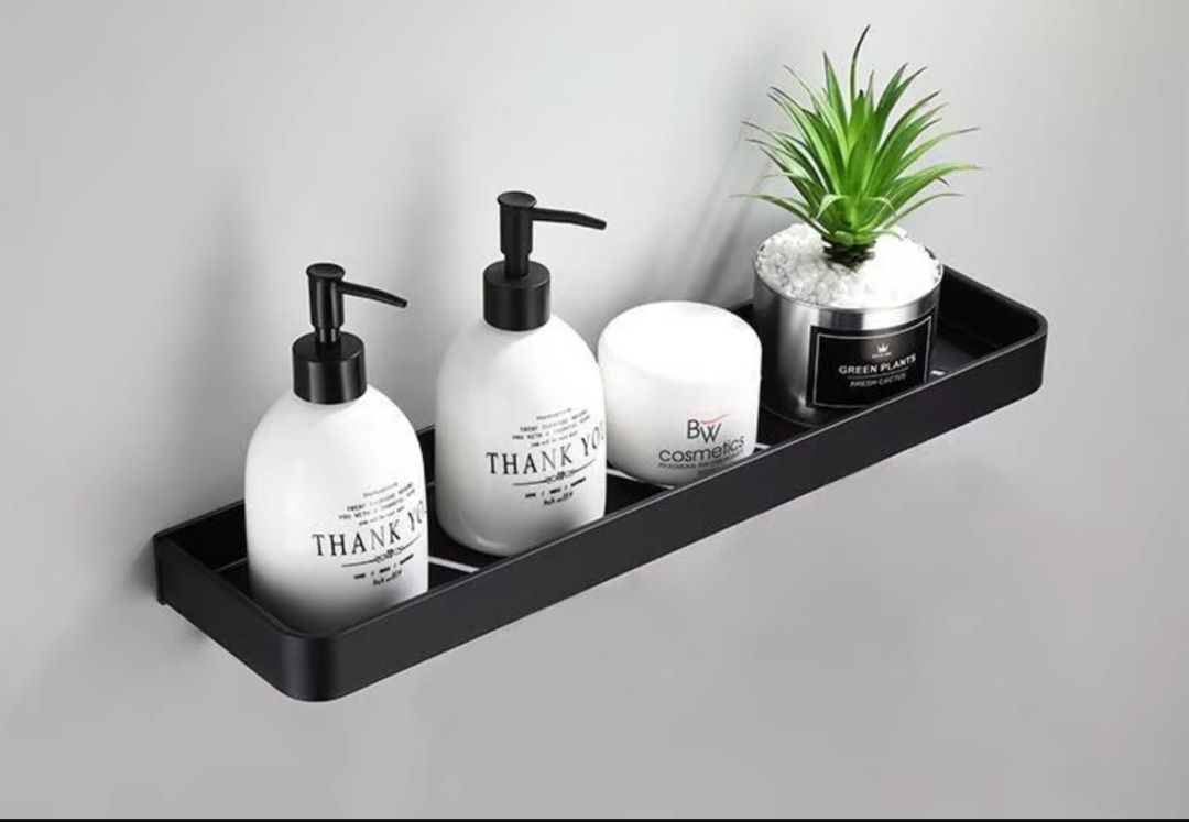 Black Aluminum Bathroom Shelf (Category: Shelves, Cabinets & Racks) located in Makati City. Submitted by cabinetraid (Listing ID 1361631599, Image 1). Description: Bought for Php 400+ No longer needed 50cm Length Message me for actual photos!.