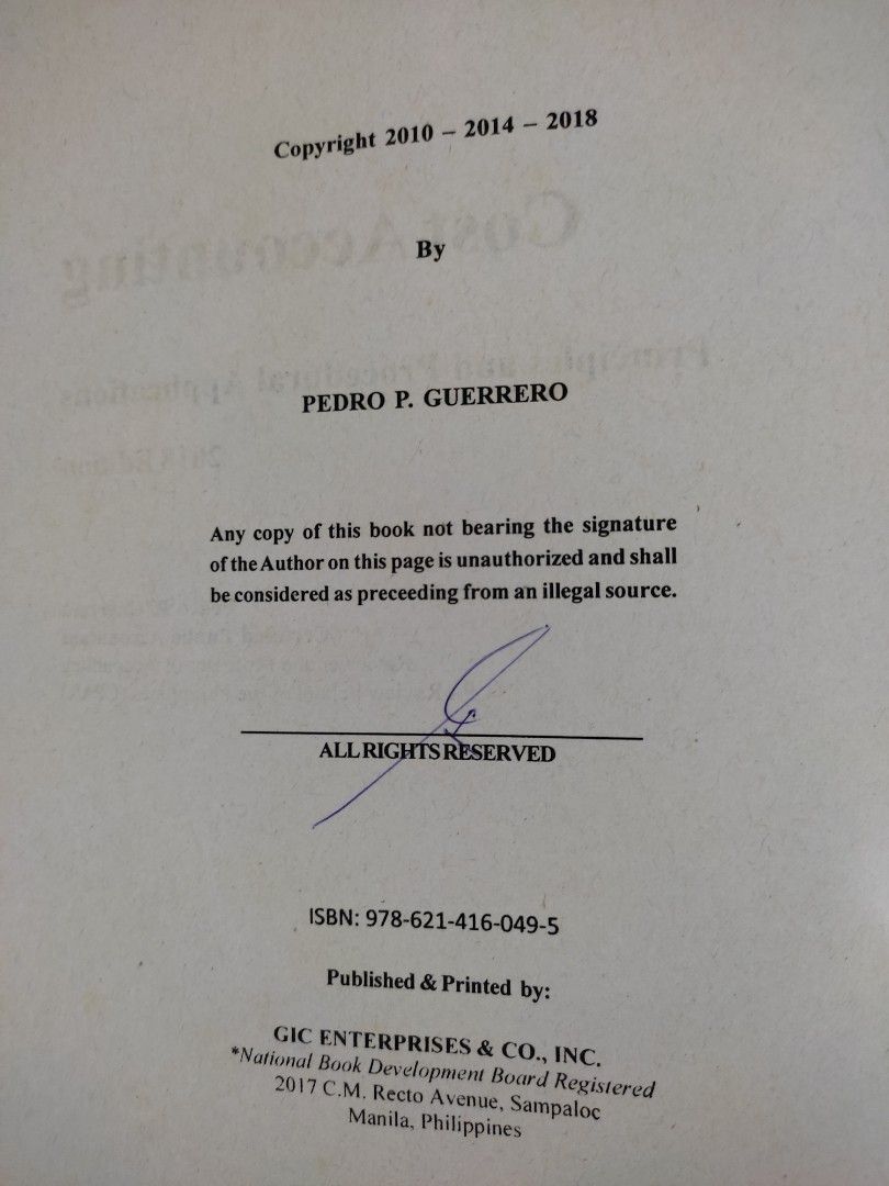 ORIGINAL COST ACCOUNTING BY GUERRERO (Category: Textbooks) located in Bacacay. Submitted by josshhhhh (Listing ID 1361570535, Image 2). Description: .