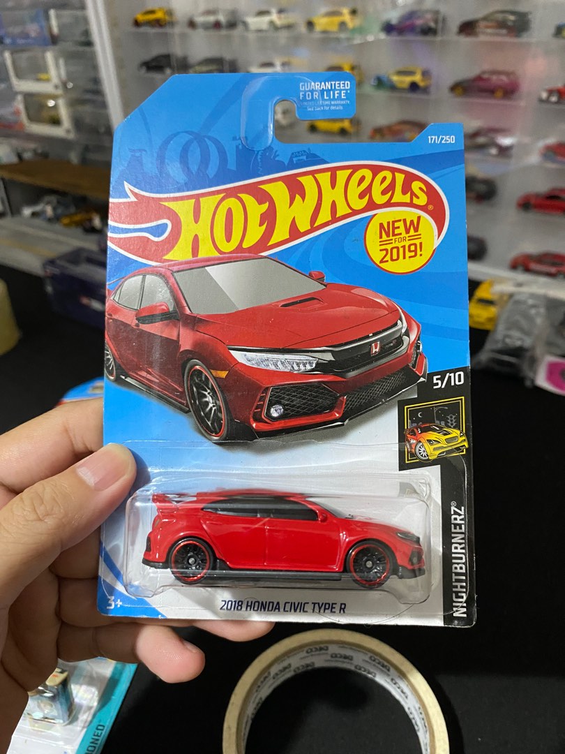 Hot Wheels 2018 Honda Civic Type R - Nightburnerz 5/10 - Edizione Speciale Card Corta Bianca - Mattel 2019