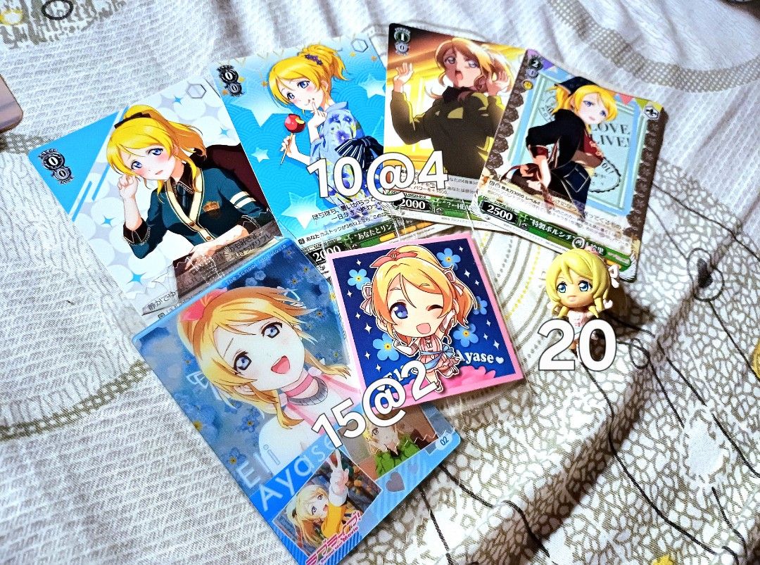Lovelive eli （分類：原色卡片）位於 Hong Kong。 由 ginger.pork 提交（商品編號 1361597708，圖片 1）。簡介： 爽快可以少刀 可郵寄可面交可SF 郵寄+$5 現金 alipayhk payme 都可以 DM問詳情！唔咬人 很好商量的！😭🫶🏻 要錢不要貨 求收留！！！ 全部都要就$30。