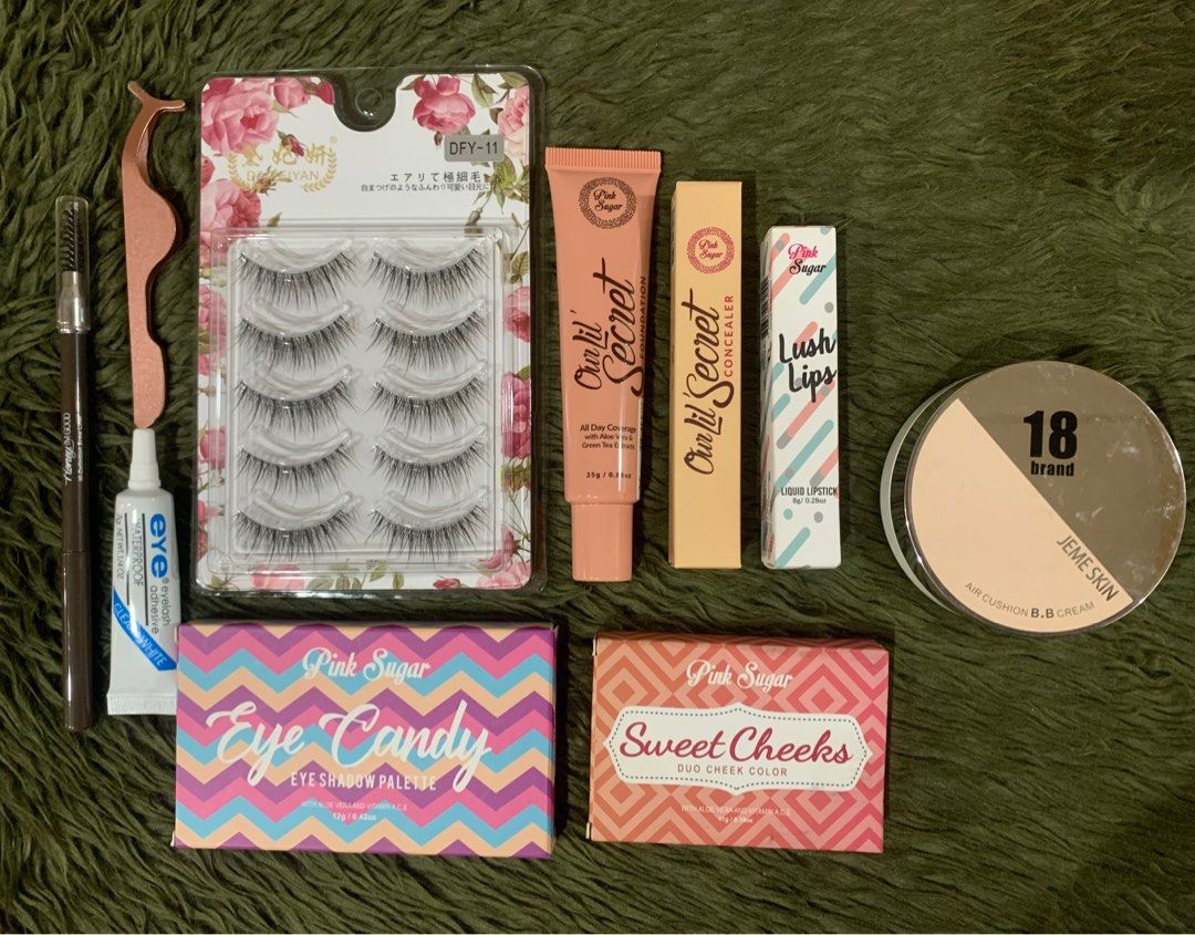 Pink Sugar Cosmetics (Category: Makeup) located in Quezon City. Submitted by jaianaapura (Listing ID 1361516848, Image 2). Description: Authentic mall pull out Pink Sugar Cosmetics Inclusion: Pinks sugar eyeshadow palette Pink sigar Duo cheek color Pink sugar foundation Pink sugar concealer Pink sugar lipstick Pink sugar eyebrow Jeme skin Aur cushion Bb cream DFY 11 false eyelashes Tweezer Duo eyelash glue Location: project 4 cubao qc .