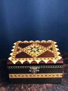 Vintage Spanish Handmade Jewelry Wooden Box