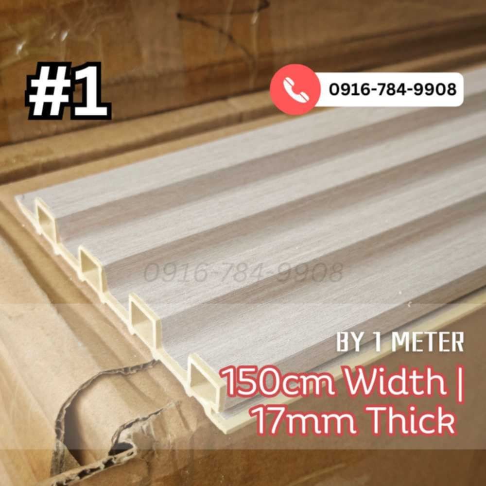 WPC Wall Fluted Panel (Interior / Indoor) (Category: Wall Decor) located in Manila. Submitted by jowanarose17 (Listing ID 1361582713, Image 1). Description: BAGSAK PRESYO ‼️GRAB NIYO NA ‼️🥺 SELLING‼️WPC Wall Fluted Panel (Interior / Indoor) ✅100% Eco-friendly Material - made of wood fiber waste and polyvinyl plastic ✅ Waterproof ✅Moisture Proof ✅Fire Retardant ✅Termite Proof ✨Size: 100cm Length equivalent 1 Meter ☑️150cm Width ☑️17mm Thick ✨Size