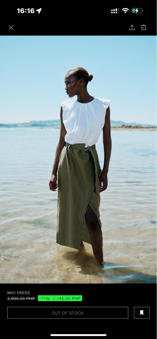 Zara Midi dress (Category: Dresses) located in Manila. Submitted by belletsy (Listing ID 1361492456, Image 1). Description: Original Zara midi dress with belt and slit brand new with tag size L .