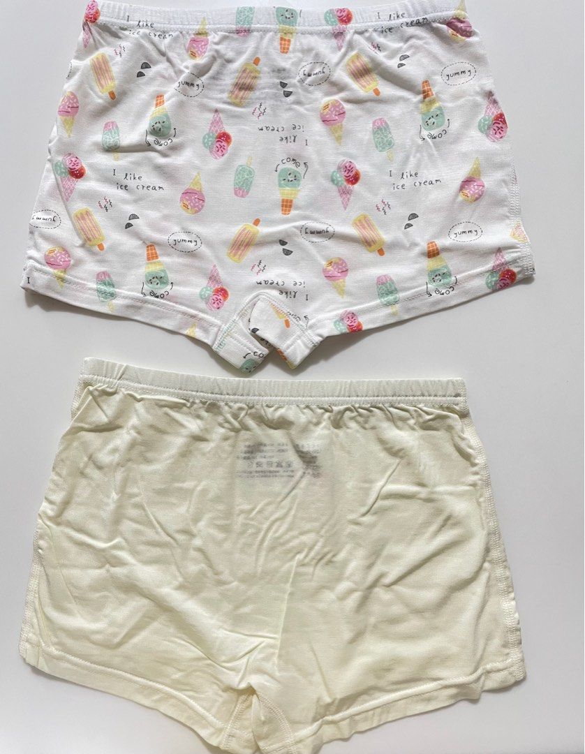 2 Pieces Modal Tencel Girls Child Underwear- Boxer(Ice Cream) (Category: Babies & Kids Fashion) located in Singapore. Submitted by totsntots (Listing ID 1364610674, Image 2). Description: Fabric composition: 93% Modal/Tencel, 7% spandex Thin, breathable comfortable fabric suitable for daily wear and Singapore’s weather! Very soft material, great for sensitive skin Available sizes: 130,140,150 Size chart as seen in last picture You can opt for nor