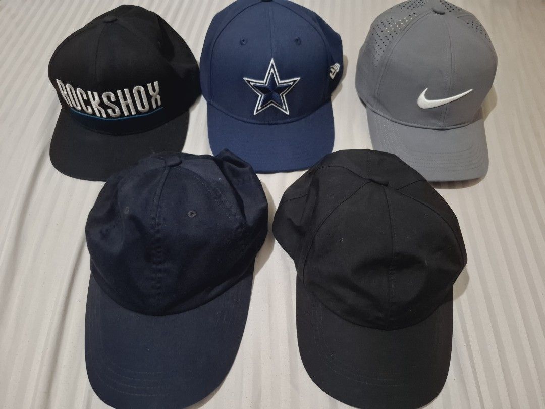 Decluttering: drifit caps and dadhats (Category: Caps & Hats) located in Makati City. Submitted by jca2025 (Listing ID 1364713532, Image 1). Description: all caps are authentic and in very good condition. adult sizes Muji Drifit (black) - 299 Old Navy (dark blue) - 299 Rockshox (black) - 999 Nike Drifit ( gray) - 399 New Era Dallas Cowboys - 850.