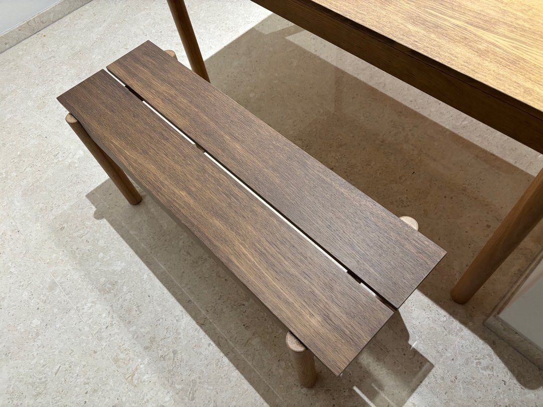 Dining Table Set (Category: Tables & Sets) located in Singapore. Submitted by glamourgal (Listing ID 1364696374, Image 3). Description: Muuto Liner Wood Table The Linear Wood Table brings a simple and elegant perspective to wooden furniture through its modern form language with understated details for a long-lasting expression. Kept visually clean for long-lasting aesthetics, the Linear Wood Table finds its distinct character through subtle detai