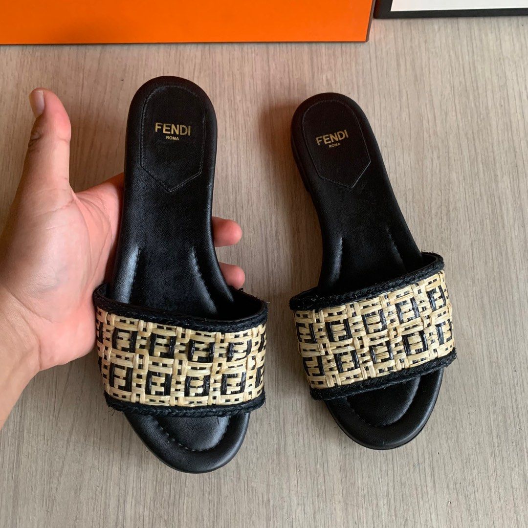 Flat Sandals Fendi Velvet Sandals Fendi Original Flat Sandal Size