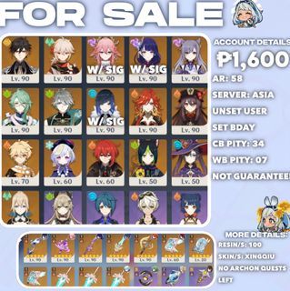 Genshin Impact Account For Sale !