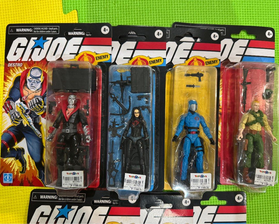 G.I. Joe Retro Collection 3.75 Lot (Category: Action & Battle Toys) located in Malabon City. Submitted by fjang83 (Listing ID 1364694035, Image 1). Description: G.I. Joe 3.75 Lot 1. Duke 2. Snake eyes 3. Cobra commander 4. Destro 5. Baroness 6. Storm shadow 7. Storm shadow Brand new/ sealed Hindi pwede sa maselan sa packaging or mint collector/with minor shelf wear Shipping c/o buyer Gcash/maya.