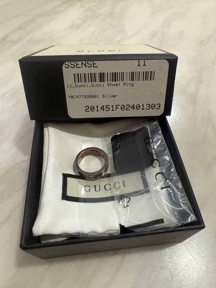 Gucci ghost ring (Category: Accessories) located in Petaling Jaya. Submitted by kelsiow (Listing ID 1364615813, Image 1). Description: Never really worn it before but it oxidised pretty quick Size 11 runs small Comes in full set of the original packaging Only shipping available .
