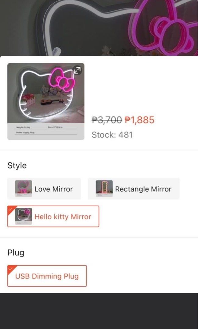Hello Kitty LED mirror (Category: Mirrors) located in Antipolo. Submitted by jvcnkl (Listing ID 1364702067, Image 3). Description: Brand New Hello Kitty LED Mirror •Adjustable Light •USB plug .