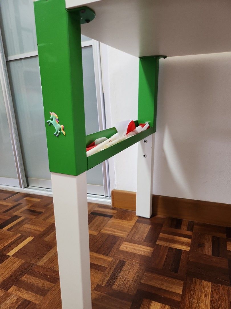 IKEA Study Table (Category: Kids' Tables & Chairs) located in Singapore. Submitted by chelseahenrique (Listing ID 1364602397, Image 3). Description: 110cm width. adjustable height.