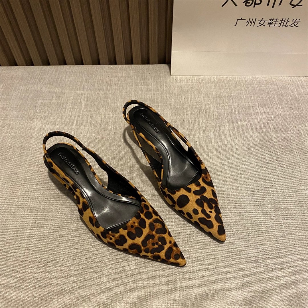 Brevel Leopard Raffia Kitten Heel