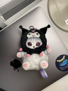 mofusand x sanrio characters mini mascot: kuromi keychain plushie