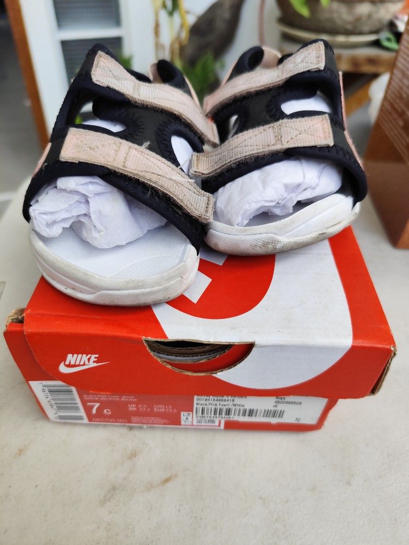 Nike Sunray Adjust Pink/Black/White (Category: Babies & Kids Fashion) located in Bacoor. Submitted by deedeiadeng (Listing ID 1364650248, Image 2). Description: Nike Sunray Adjust 6 (TD) Great sandals for kids since footbed is wide. also fully adjustable to accommodate narrow or wide feet. Perfect sandals for everyday instead of using slippers especially for playtime. Size 7c RFS Outgrown. Slightly Negotiable. pickup or shipping c/o buyer.