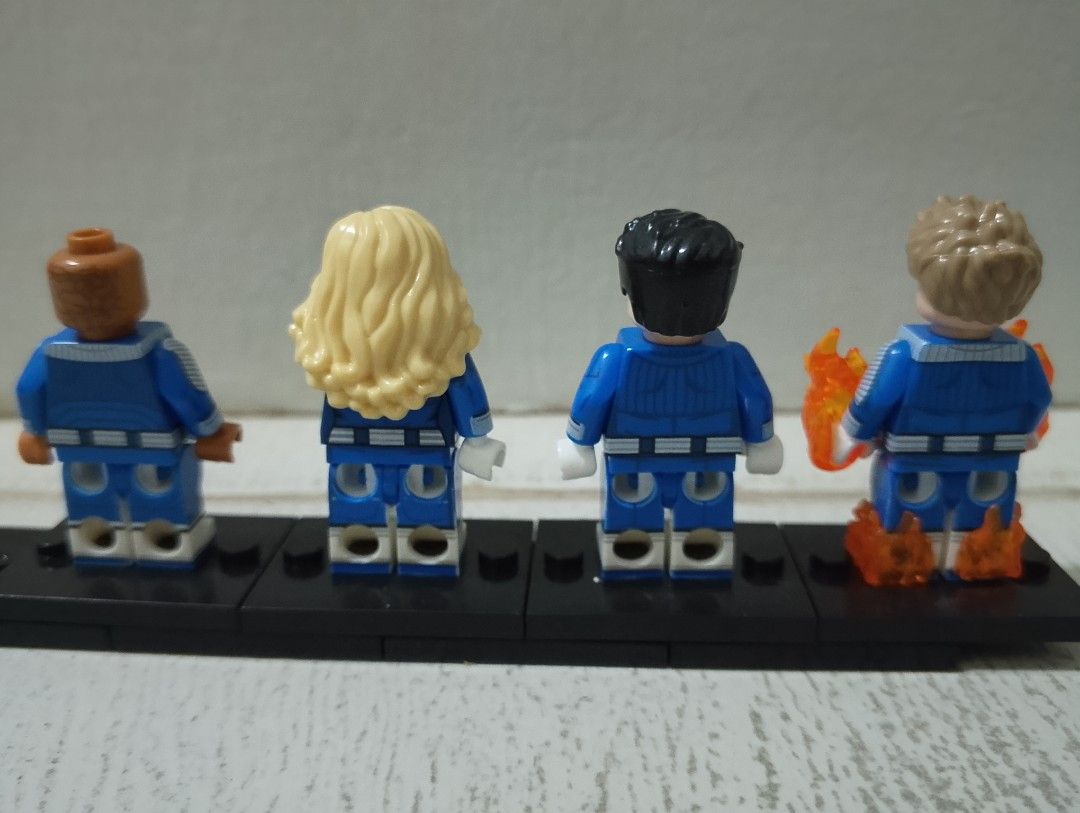 Preloved - Fantastic 4 toy (Category: Figurines & Statues) located in Makati City. Submitted by son_2019 (Listing ID 1364702312, Image 2). Description: PTPA. Preloved brick Fantastic 4 set. With individual stands. Php 250 only Invisible woman missing one holder on her shield. The rest of the toy, no issue. Loc: Taguig Sf c/o buyer via Lalamove or LBC..