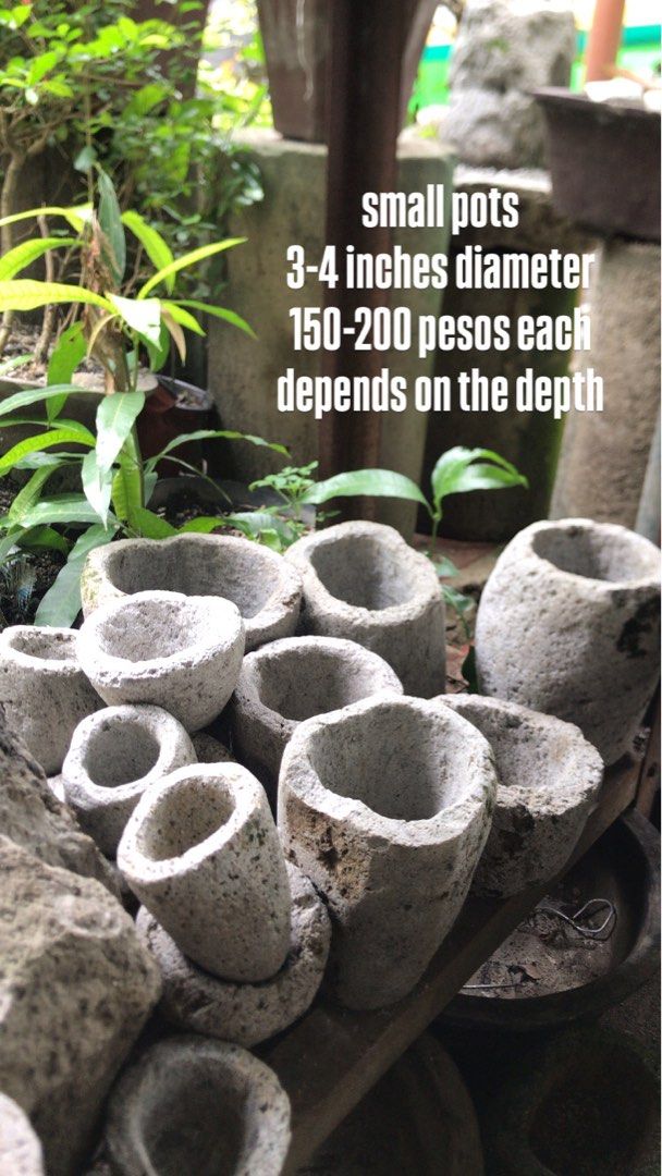 PUMICE STONE POTS (HANDCRAFTED) (Category: Pots & Planters) located in Quezon City. Submitted by nicholangelo_ga (Listing ID 1364629066, Image 2). Description: 63H Sct Limbaga St QC.