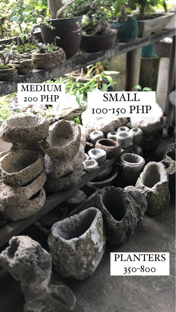 PUMICE STONE POTS (HANDCRAFTED) (Category: Pots & Planters) located in Quezon City. Submitted by nicholangelo_ga (Listing ID 1364629066, Image 1). Description: 63H Sct Limbaga St QC.