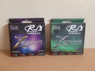 RJ PREMIUM ZEPHYR ACOUSTIC GUITAR STRINGS 011-052 CUSTOM LIGHT & ELECTRIC GUITAR STRINGS 010-046 REGULAR LIGHT SET