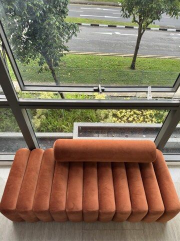 Sofa (Category: Sofas) located in Singapore. Submitted by meows6161 (Listing ID 1364681792, Image 3). Description: Selling off this beautiful orange sofa bench. Rarely used…. Need a loving new home! Self collection at Pasir Ris. .