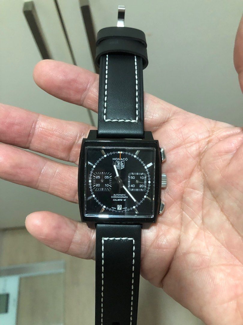 Tag Heuer Monaco Calibre 12 (Category: Men's Watches) located in Manila. Submitted by scooby.chu (Listing ID 1364740850, Image 1). Description: Limited edition: Automobile Club de Monaco 225 pcs 39mm Watch & box only 9.5/10 Authenticated Bought 2019 Aftermarket strap included Original strap with deployant clasp fresh & set aside.