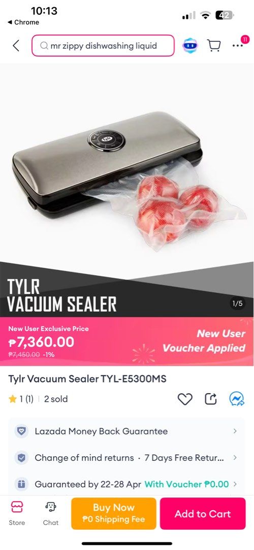 TYLR VACUUM SEALER (Category: Other Kitchen Appliances) located in Subic. Submitted by lorenzo100488 (Listing ID 1364710391, Image 2). Description: .