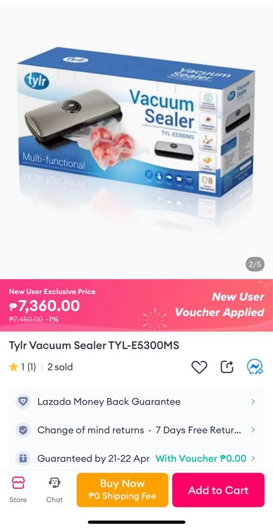 TYLR VACUUM SEALER (Category: Other Kitchen Appliances) located in Subic. Submitted by lorenzo100488 (Listing ID 1364710391, Image 3). Description: .