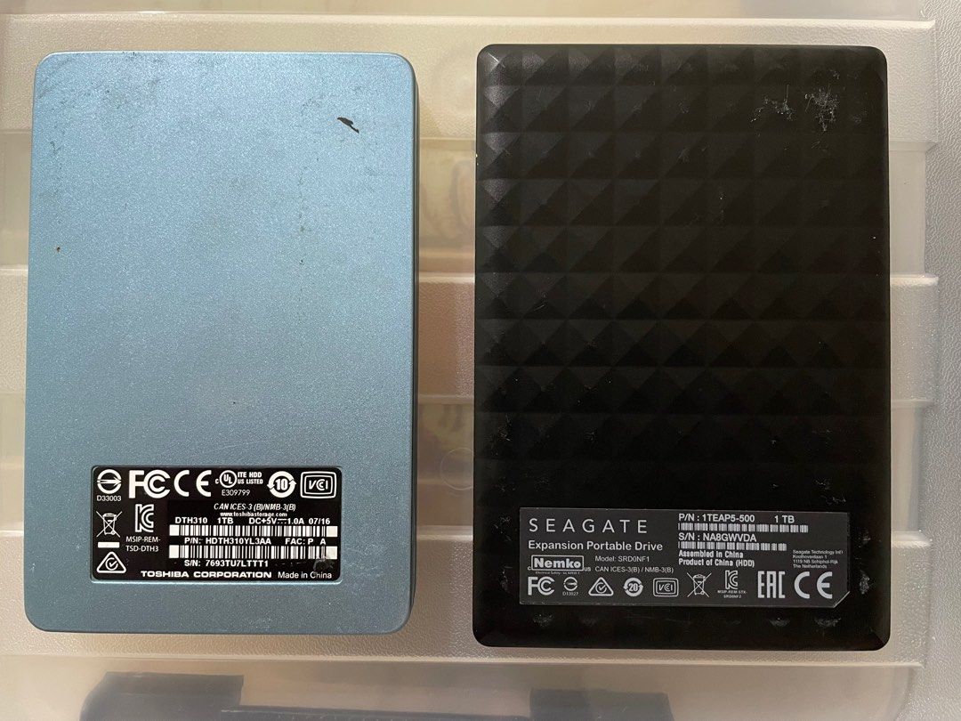 1TB External Hard Drivr (Category: Hard Disks & Thumbdrives) located in Quezon City. Submitted by chaelmangibin (Listing ID 1364762869, Image 2). Description: Selling 2pcs 1TB External Hard Drives: - 1 Seagate 1TB External HDD (like new and barely used - this was only used to play movies through our TV but is barely used due to Netflix and YouTube subscriptions) - SOLD - 1 Toshiba 1TB External HDD (used regularly but most as storage for files) I 