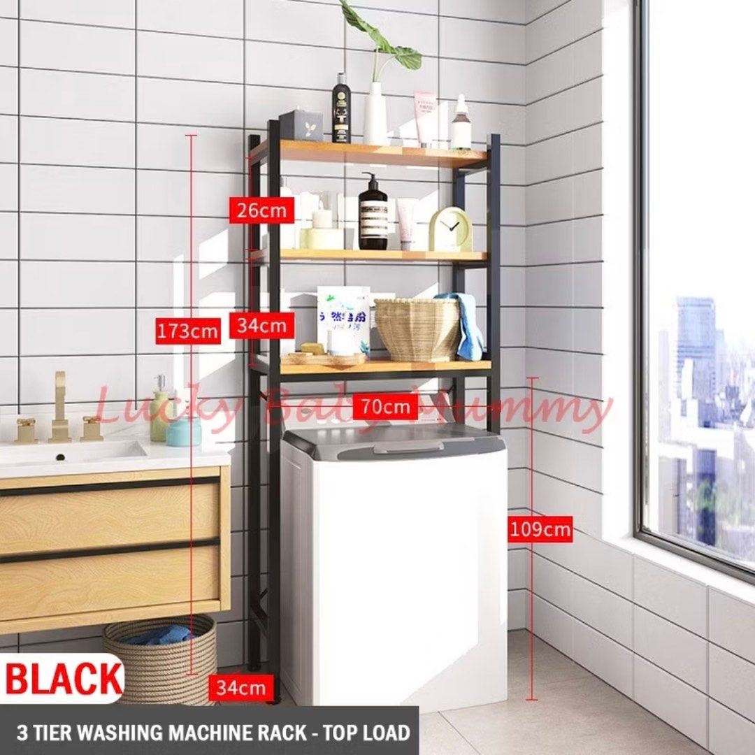 3-Tier Washing Machine Rack | Over-Washer Storage Organizer Shelf ...