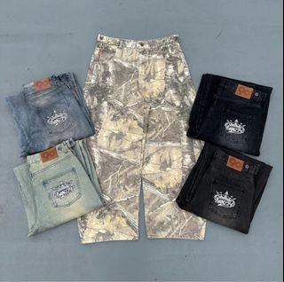 9090 King Logo Buggy Denim Pants, 他的時尚, 褲子, 牛仔褲在