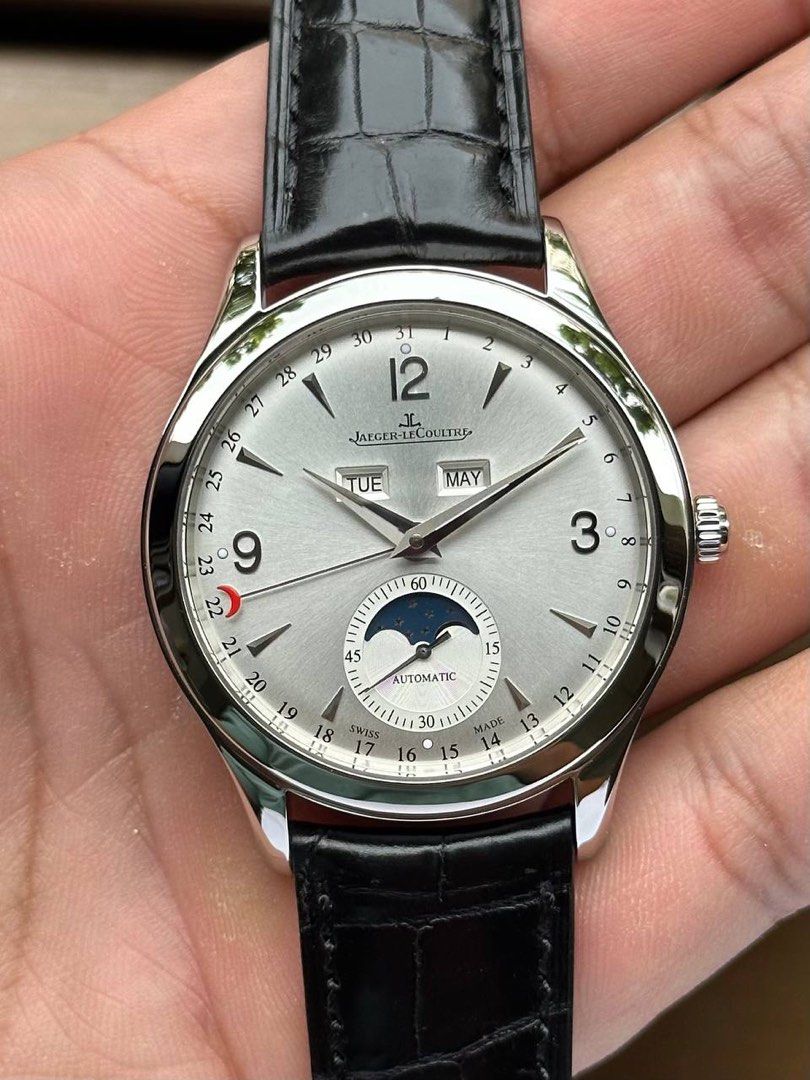 🔥CHEAPEST🔥 Jaeger LeCoultre JLC Master Control Calendar Moonphase 39mm FULL SET Like New Q1558420 (Category: Watches) located in Singapore. Submitted by collector_123 (Listing ID 1364844769, Image 1). Description: Hi all, up for sales is my Jaeger Le-Coultre JLC Master Triple Calender Moonphase. Ref.: 176.8.12.S / Q1558420 Our take: An evergreen classic from JLC - a triple calendar moonphase. A must-have for any collection. It is a versatile pi