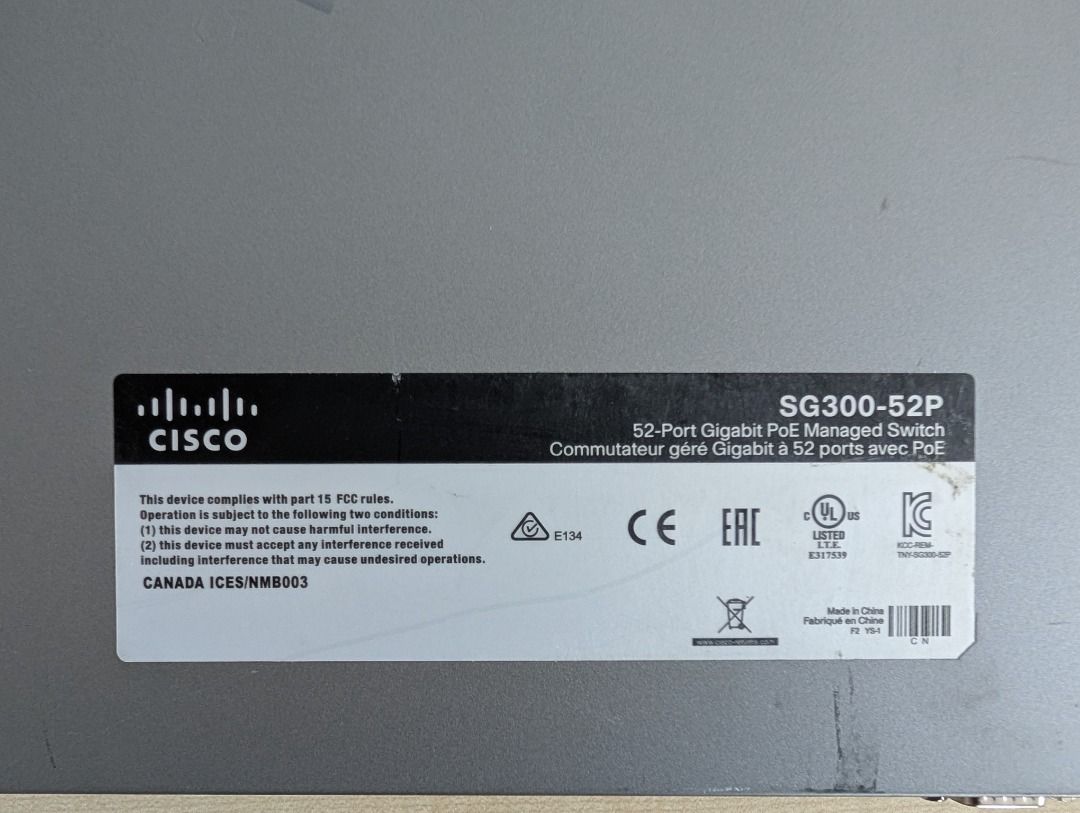 思科 SG300-52P - 52 端口千兆 PoE 受管理交换机62863084888835113
