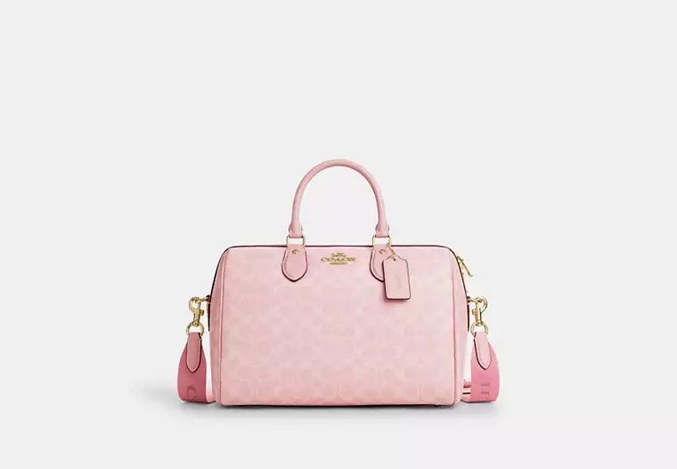 Coach Rowan Powder Pink Large Satchel Bag In Signature Canvas, Luxury ...