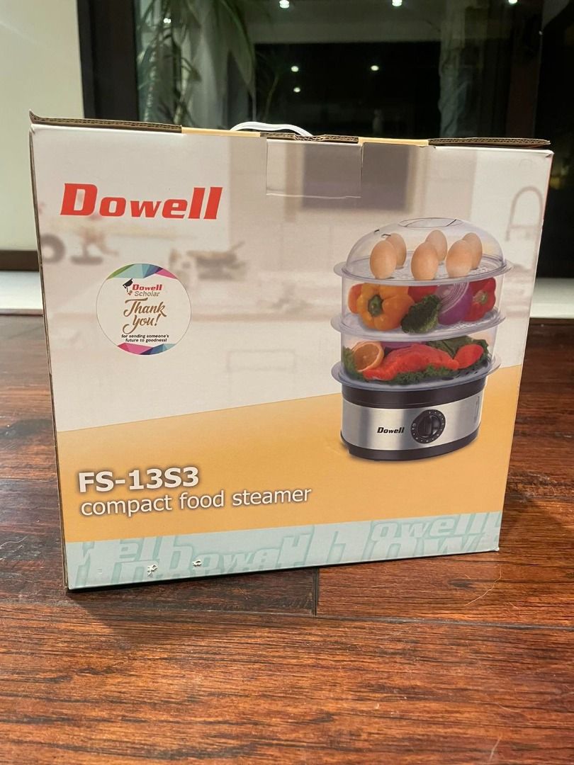 Dowell FS-13S3 3-Tier Compact Food Steamer (Category: Irons & Steamers) located in Quezon City. Submitted by camiestuff (Listing ID 1364901727, Image 1). Description: Dowell FS-13S3 3-Tier Compact Food Steamer Original Price is P2,399 but selling it for P1700 3 Tier food steamer Tranparent steamer basket Detachable plastic base Up to 60 minutes off timer setting Bell sound indictaor when timer ends Water level indicator 1.6 liter capacity Specifi