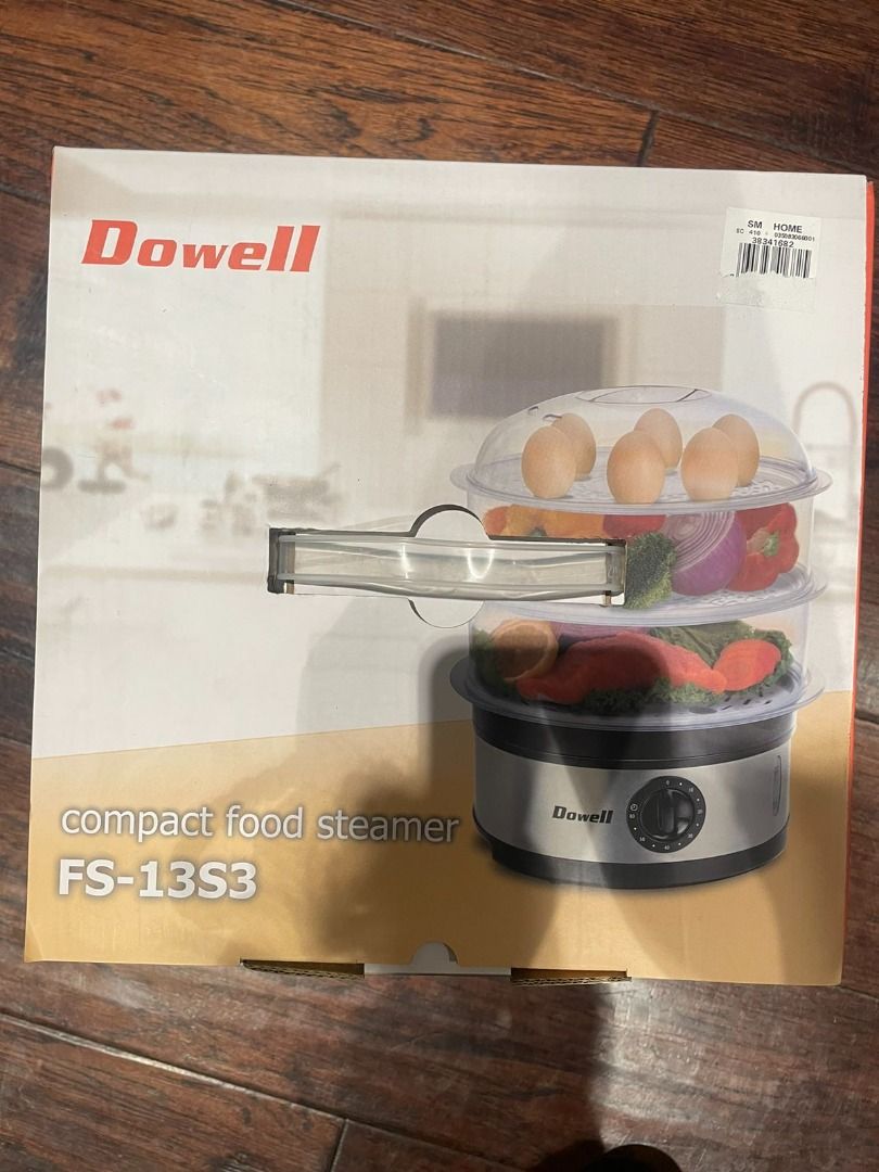 Dowell FS-13S3 3-Tier Compact Food Steamer (Category: Irons & Steamers) located in Quezon City. Submitted by camiestuff (Listing ID 1364901727, Image 3). Description: Dowell FS-13S3 3-Tier Compact Food Steamer Original Price is P2,399 but selling it for P1700 3 Tier food steamer Tranparent steamer basket Detachable plastic base Up to 60 minutes off timer setting Bell sound indictaor when timer ends Water level indicator 1.6 liter capacity Specifi