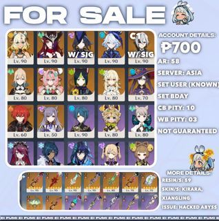 Genshin Account For Sale !