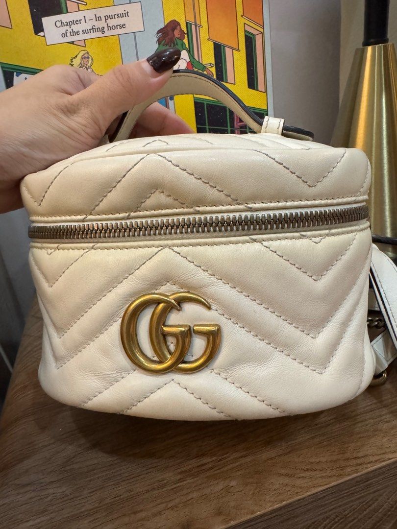 Gucci GG Marmont Round Backpack White (Category: Luxury Bags & Wallets) located in Polangui. Submitted by deariedb (Listing ID 1364848760, Image 3). Description: Authentic Bought from Posh With authenticity cert from Posh.