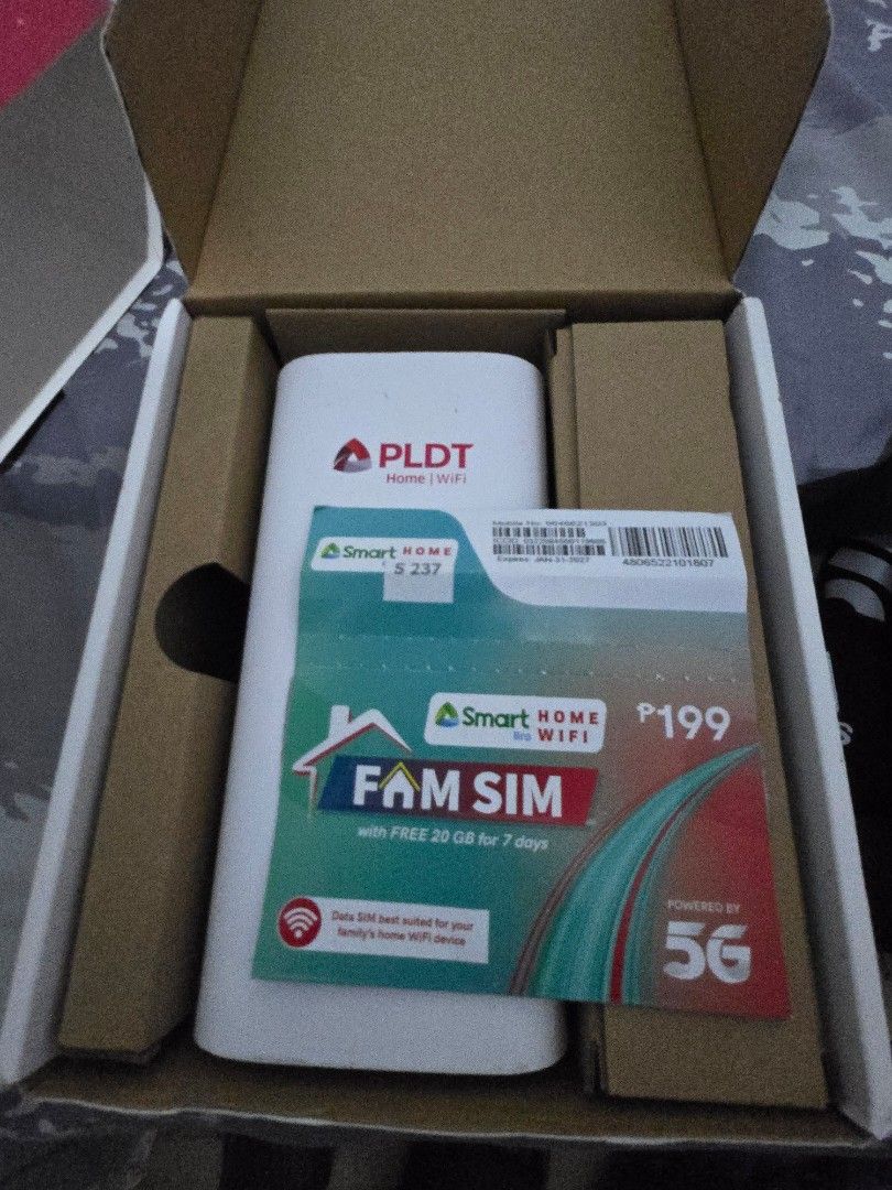 PLDT Prepaid Home 5G Wifi H153 (Category: Networking) located in Makati City. Submitted by p.edz (Listing ID 1364892425, Image 3). Description: Smart Lock used for 3months only PLDT Prepaid Home 5G Wifi H153 Highlights • 5G • Dual BAnd Wifi 6 AX3000 • Connects up to 15 devices • Power Adapter 12V/ 2A DC • 1 x 1G LAN/WAN Port • Powered by Smart's nationwide 5G network • WiFi 6 • Plug and play. No installation needed. • Reloadable • SIM-locked to S