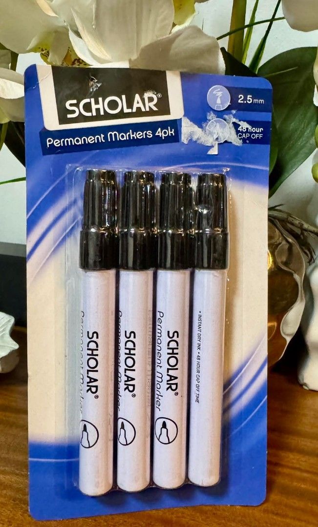scholar 4pcs permanent / whiteboard markers (Category: Stationery & School Supplies) located in Manila. Submitted by ormelynmal86309 (Listing ID 1364808673, Image 1). Description: scholar 4pcs permanent / whiteboard markers php 150 each.